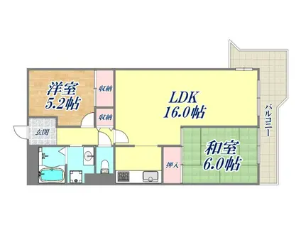 逆瀬川パ-クマンション(2DK/6階)の間取り写真
