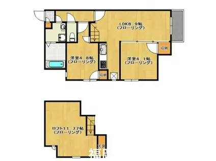 CB博多カルネ(2SLDK/1階)の間取り写真