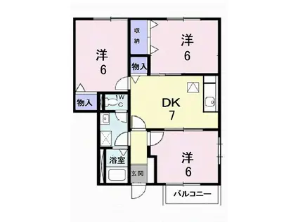 メゾン・エトワールII(3DK/1階)の間取り写真