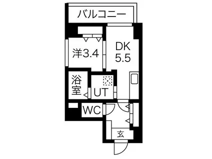 ラ・コルテ大濠(1DK/3階)の間取り写真