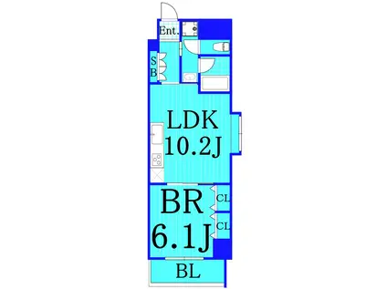 グランデュールツー関内(1LDK/2階)の間取り写真