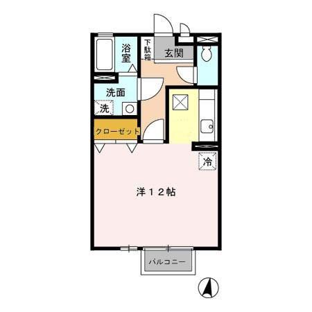グランパラシオ(ワンルーム/2階)の間取り写真