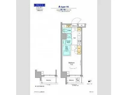 プラウドフラット上野松が谷(1K/5階)の間取り写真