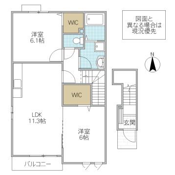 白蔵VII(2LDK/2階)の間取り写真