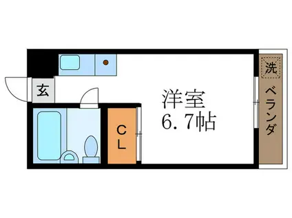 ヒルズ長岡天神(ワンルーム/2階)の間取り写真