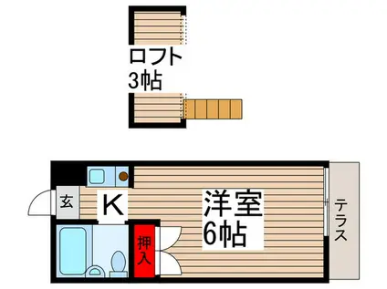 オークヒルズ新松戸(1K/1階)の間取り写真