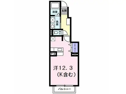 アルト アルベロB(1K/1階)の間取り写真