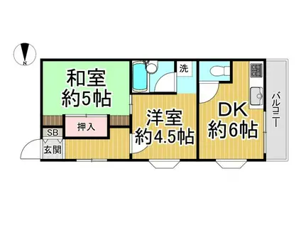 サンロイヤル21(2DK/1階)の間取り写真