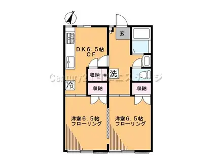 AAコーポ(2DK/1階)の間取り写真