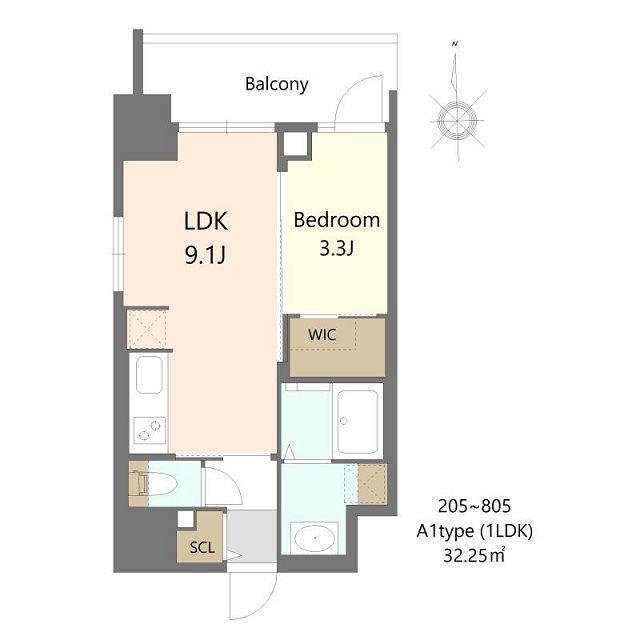 S-RESIDENCE松屋町ASENCE(1LDK/7階)の間取り写真