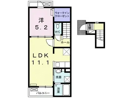 ビリーブK(1LDK/2階)の間取り写真