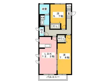 ADD SQUAREII(2LDK/2階)の間取り写真