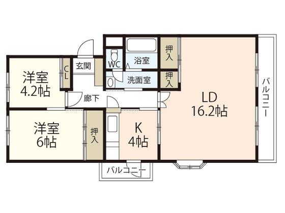 APファイン大町(2LDK/4階)の間取り写真