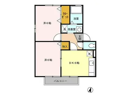 ヴィラ豊府(2DK/2階)の間取り写真