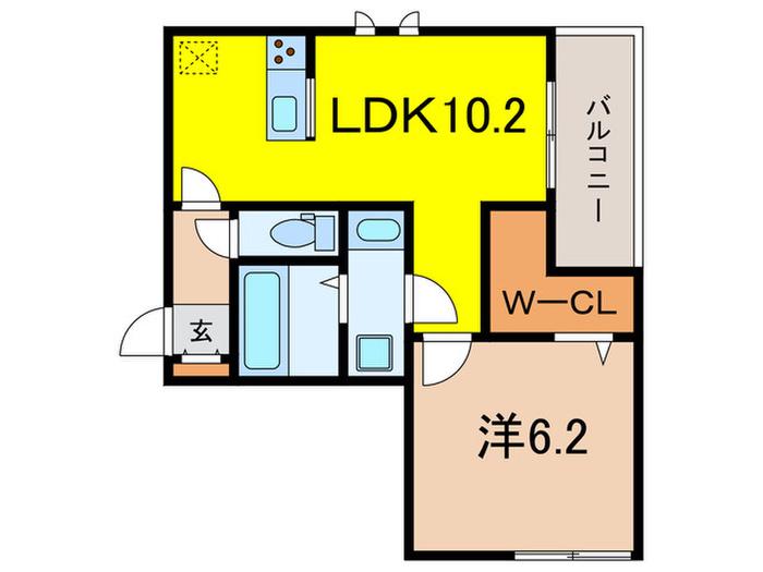 グレイスコート御影中町(1LDK/2階)の間取り写真