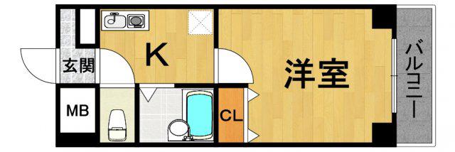 アクティ塚口(1K/2階)の間取り写真