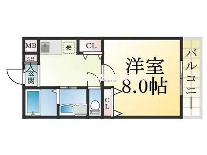 ヴィラ月見山(1K/2階)の間取り写真