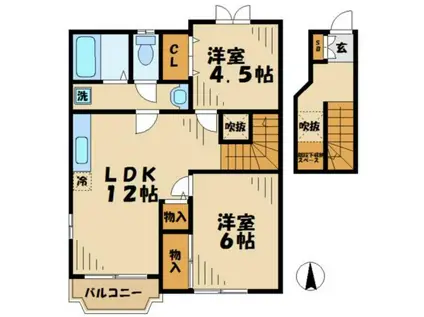シャーロットタウン2(2LDK/2階)の間取り写真