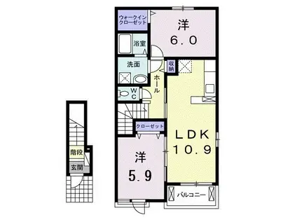 ワイズ・コートI(2LDK/2階)の間取り写真