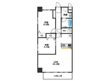 CREER RIVIEREIII(2LDK/5階)の間取り写真