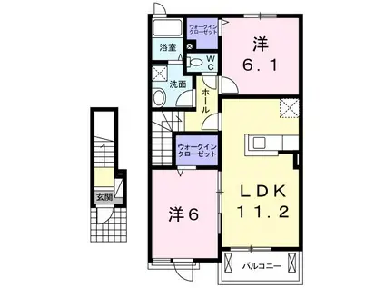 アルカンシェルIII(2LDK/2階)の間取り写真
