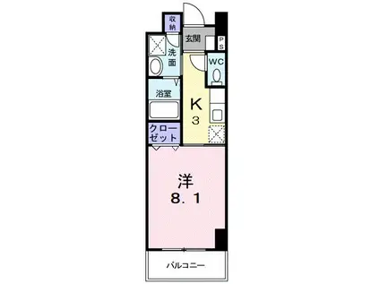 シューテル宝町(1K/5階)の間取り写真