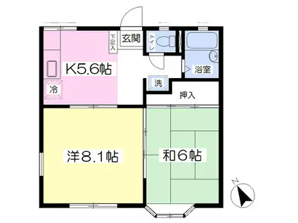 ヒルズイースト(2K/1階)の間取り写真