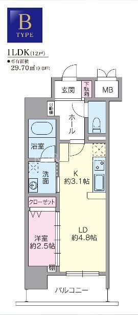 サニークレスト須崎町(1LDK/8階)の間取り写真