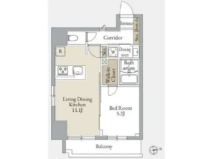ホワイトパレス黄金五番館(ワンルーム/4階)の間取り写真