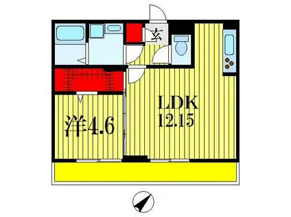 クレアシオン弁天(1LDK/3階)の間取り写真