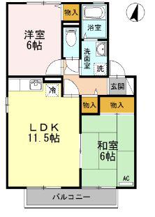 セジュールシマダB棟(2LDK/2階)の間取り写真