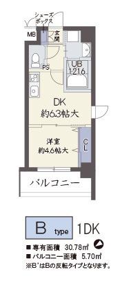 レシオ千里丘(1LDK/1階)の間取り写真