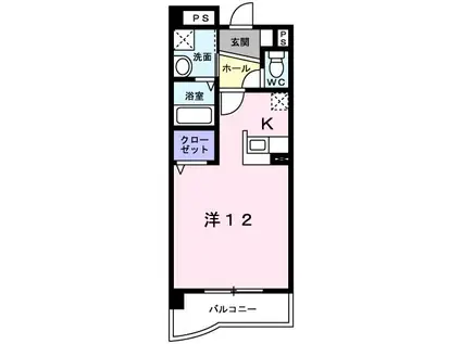 メゾン・カメリア(ワンルーム/2階)の間取り写真