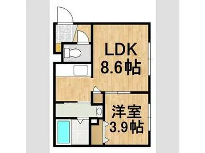 マリオット共栄町(1LDK/4階)の間取り写真