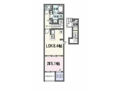 北長池アパート(1LDK/2階)の間取り写真