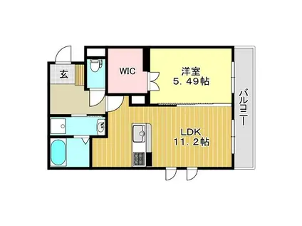 シャン・ド・フルール(1LDK/2階)の間取り写真