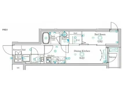 ラフィスタ鷺沼 302(1DK/3階)の間取り写真