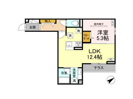 アイスフィルド相模原(1LDK/1階)の間取り写真