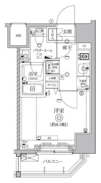 クオリタス南大井(1K/4階)の間取り写真