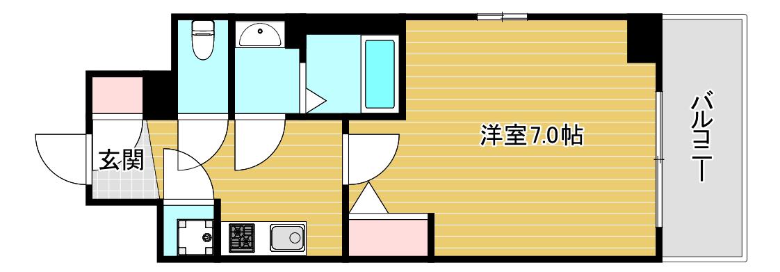 アスヴェル大阪サウスキャナル(1K/3階)の間取り写真