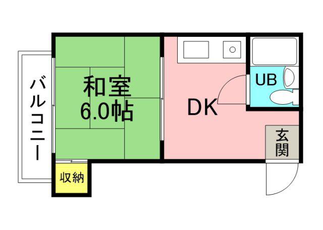 絹谷ビル(1DK/3階)の間取り写真
