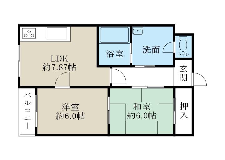 もみじ屋マンション(2LDK/3階)の間取り写真