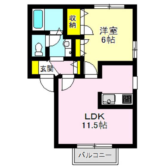 クレールドルフA(1LDK/2階)の間取り写真