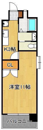 カーザミア(1K/4階)の間取り写真