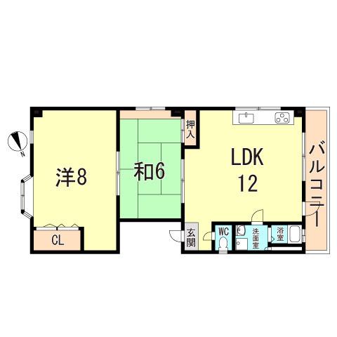 サンヨービル(2LDK/2階)の間取り写真
