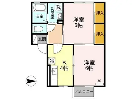 セジュールAJ(2K/2階)の間取り写真