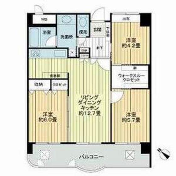 ライオンズマンション井尻南(3LDK/6階)の間取り写真