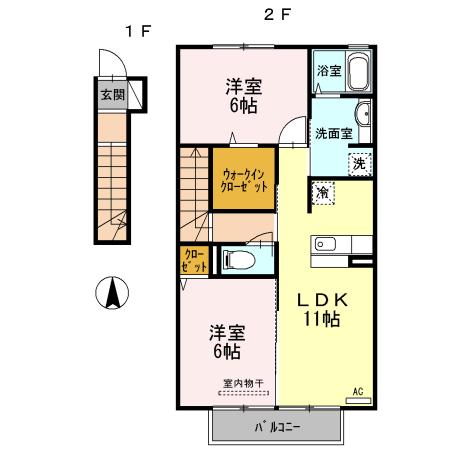 レグルス(2LDK/2階)の間取り写真