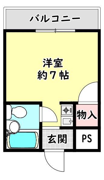 萱島サンヴィアンテ(ワンルーム/3階)の間取り写真