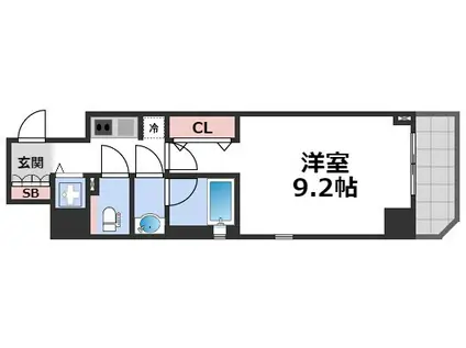 FORTUNEY大手前(1K/14階)の間取り写真